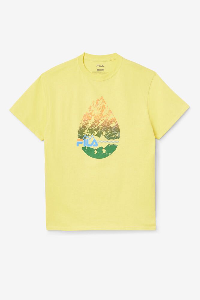 Fila T-Shirt Mens Yellow - Raindrop - Philippines 1897235-IV